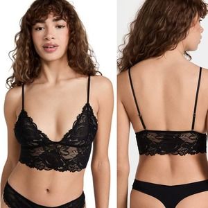 Free People Black Combo Everyday Lace Longline Bralette 2-Pack NWT Size Small